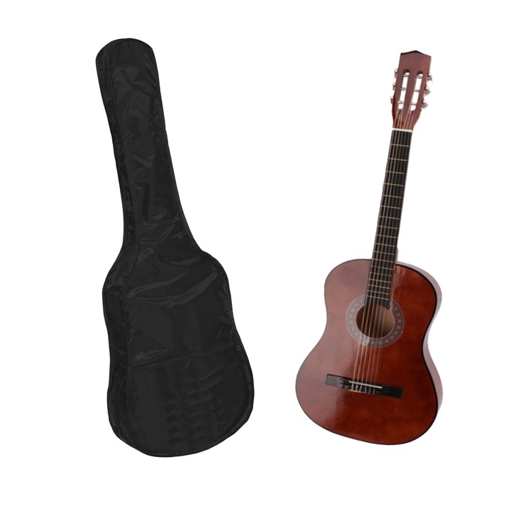 IdeallStore, klasszikus gitár, 4/4 méretű, barna, ajándék gitártok