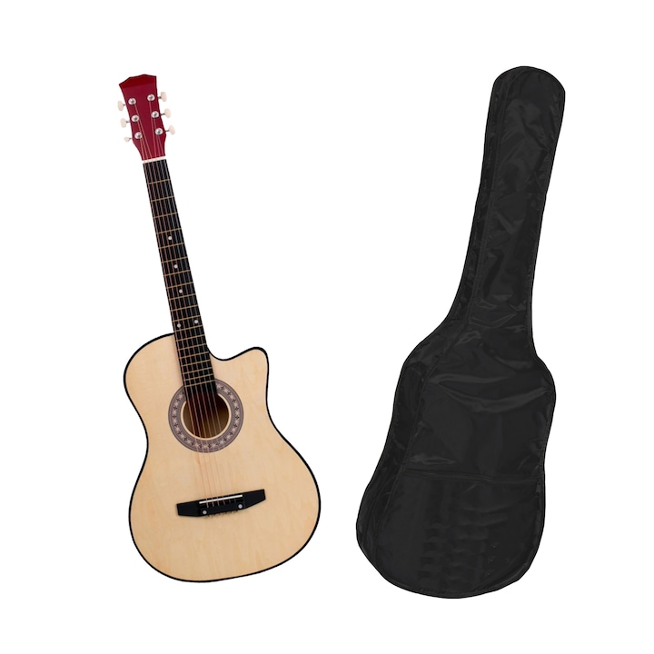 IdeallStore, klasszikus kivágott gitár, 4/4 méret, natúr, ajándék gitártok