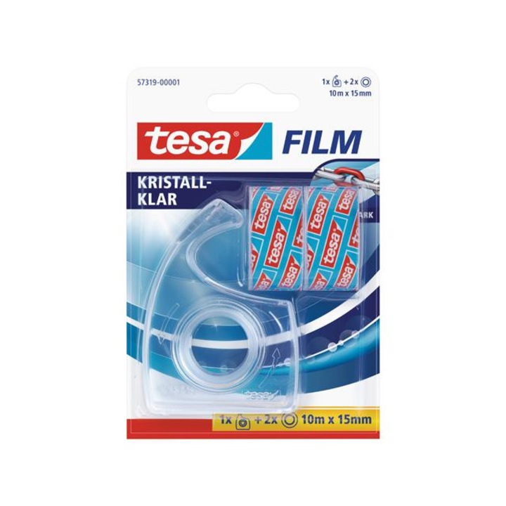 Set 2 benzi adezive cu dispenser, ICO, Transparent