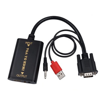Convertor adaptor 1080P cu preluare semnal VGA tata si transmitere catre HDMI mama, cu audio, negru Convertor adaptor 1080P cu preluare semnal VGA tata si transmitere catre HDMI mama, cu audio, negru