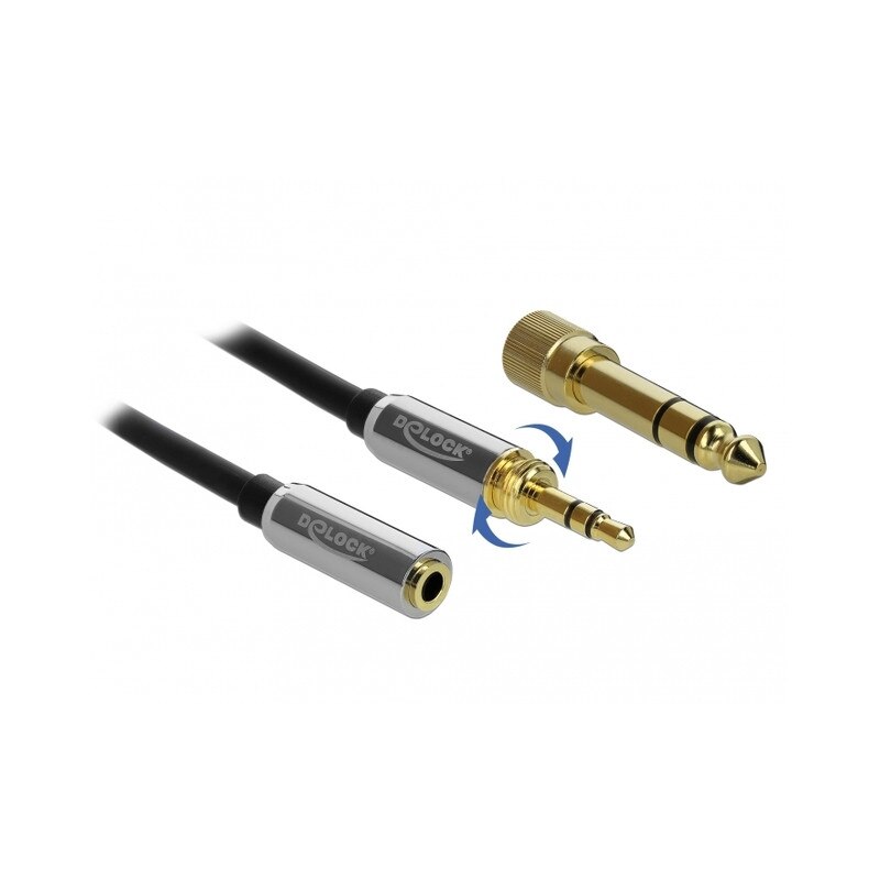 Cablu audio , Delock , Stereo MiniJack 3.5mm 3 pin tata > mama 1 m , negru