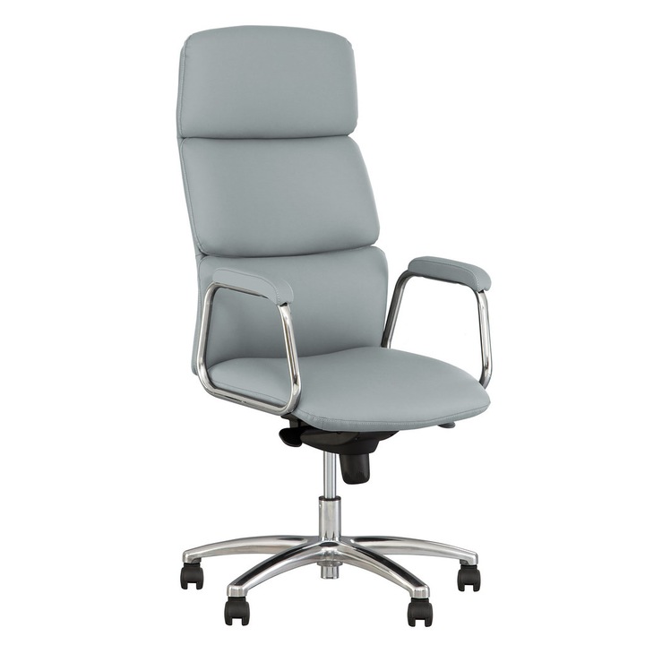 Директорски стол VEGAS, Сива естествена кожа