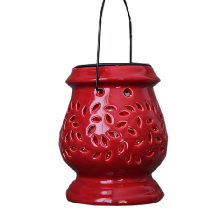 Комплект соларни фенери 3 броя, Home Decor, 11.5x11.5x15cм., жълт, червен и зелен цвят