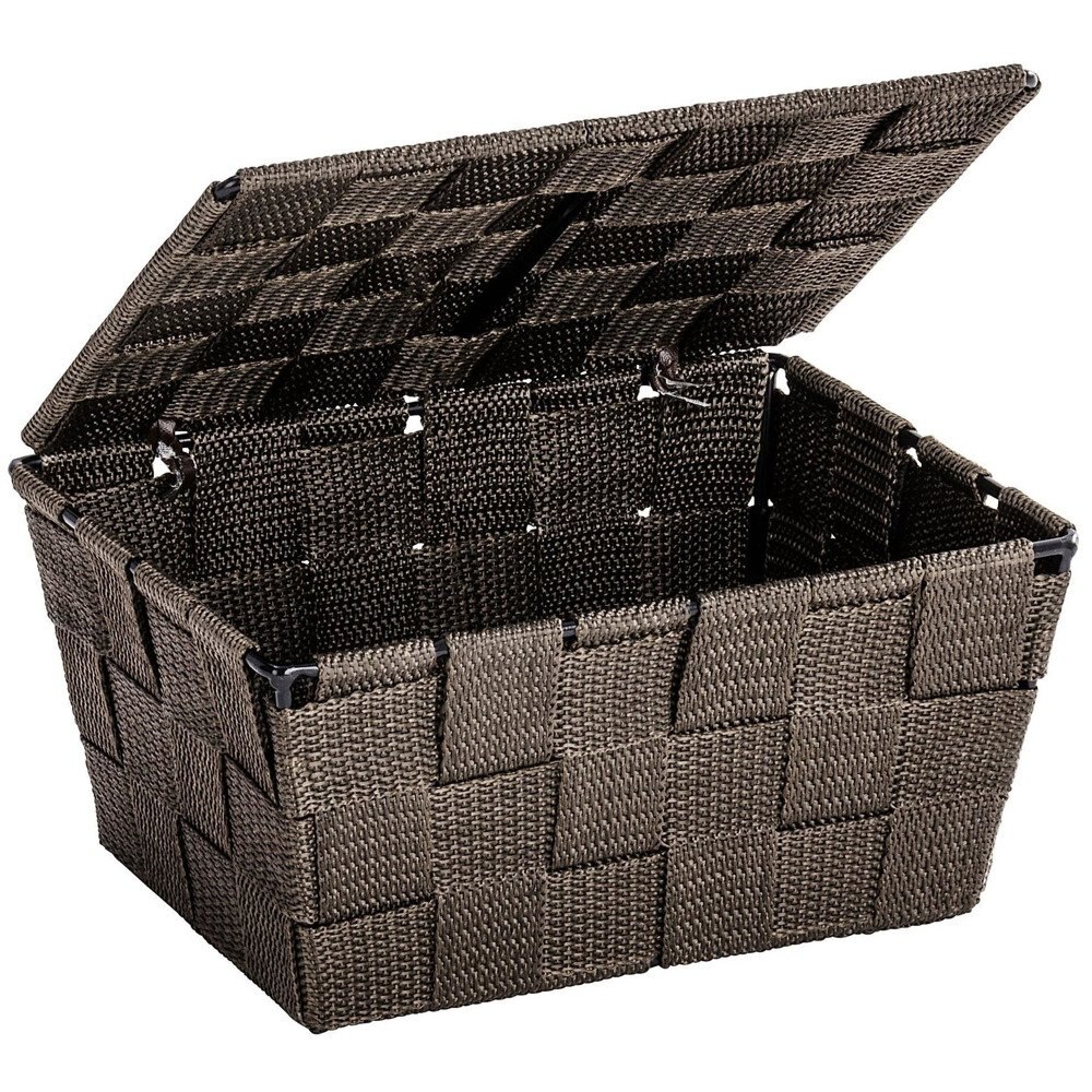 Cos cu capac pentru depozitare , dimensiuni 14x19x10 cm , de culoare maro , wenko