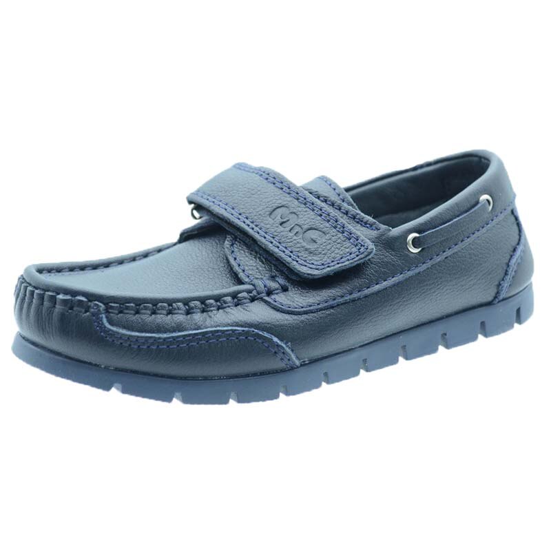Mocasini din piele pentru baieti NN, inchidere velcro, Bleumarin