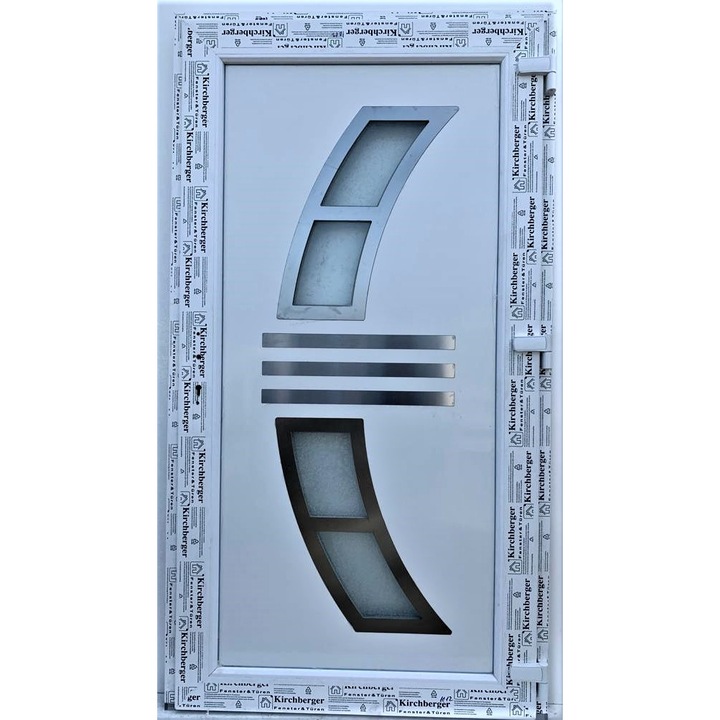 Usa de intrare (interior/exterior), Termopan/PVC, 6 camere, Inoxline 03 ( aplicatii inox), culoare Alb, dimensiune 100x200