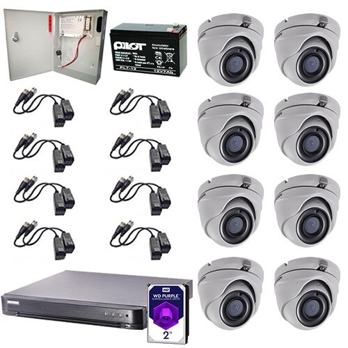 Set Sistem supraveghere video 8 camere 5MP interior/exterior Hikvision, 4K UltraHD + HDD 2TB cu toate accesoriile incluse