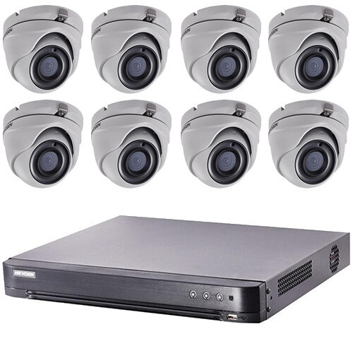 Set sistem supraveghere video 8 camere 5MP interior/exterior Hikvision, 4K UltraHD