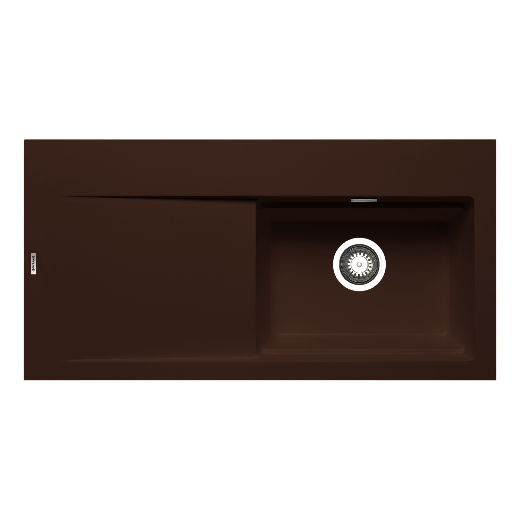 Chiuveta granit Pyramis TEKTON 1000x510mm, 1 cuva si 1 picurator, adancime 200mm, cuva dreapta in 2 trepte, chocolate