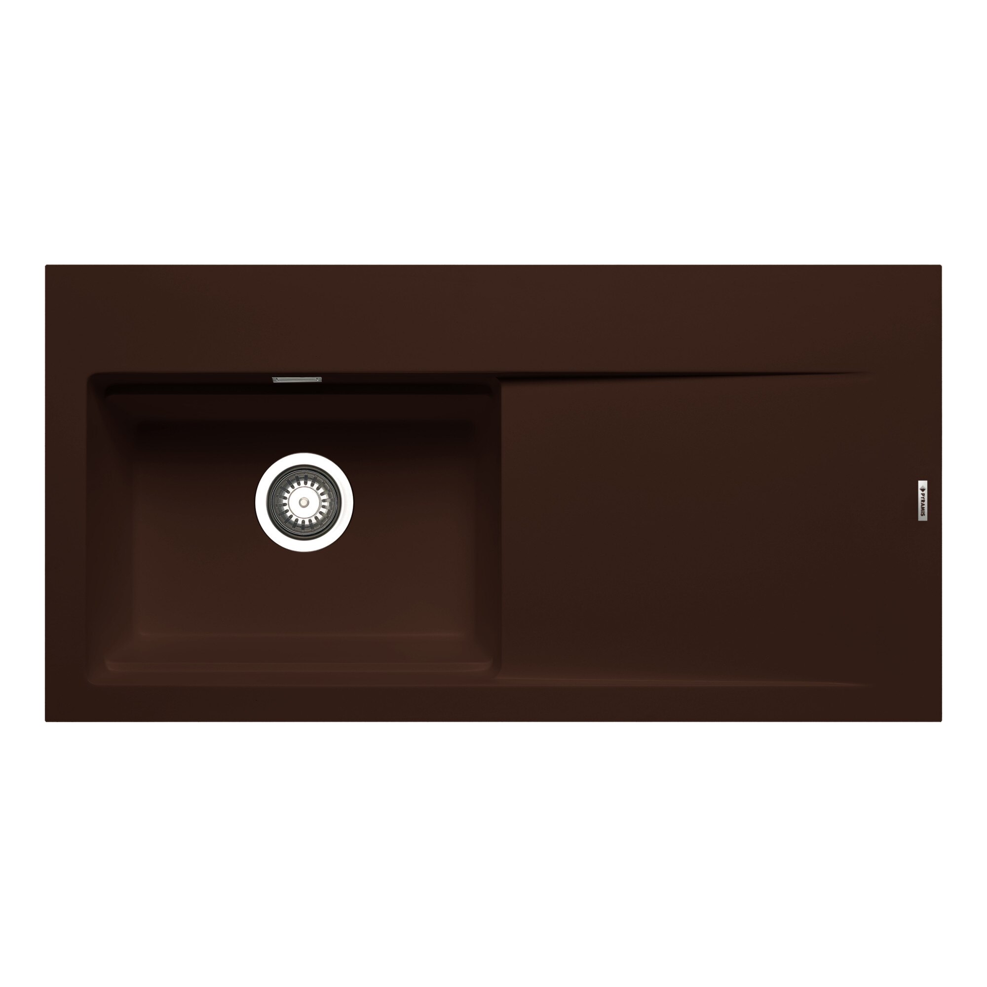 Chiuveta granit Pyramis TEKTON 1000x510mm, 1 cuva si 1 picurator, adancime 200mm, cuva stanga in 2 trepte, chocolate