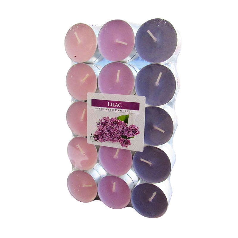 Set lumanari ornamentale parfumate Bispol Liliac P15-30-38, 30 bucati/set