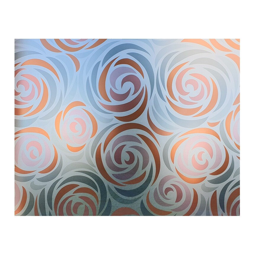 Folie pentru geam decorativa floral gri si maro, 5 m x 1 m