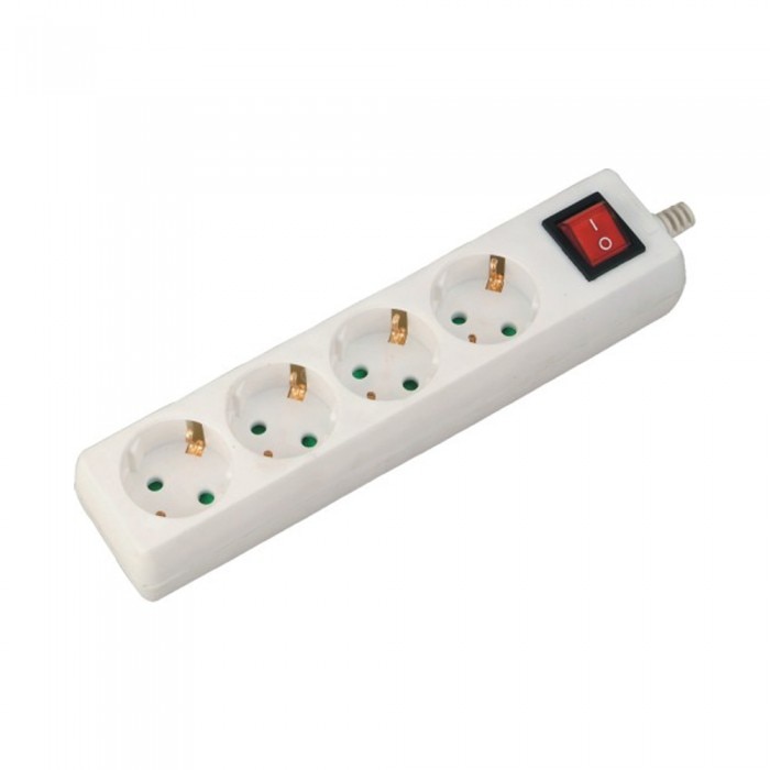 Prelungitor V-TAC 4 prize cu intrerupator 3x1.5mmp, Lungime 1.5m