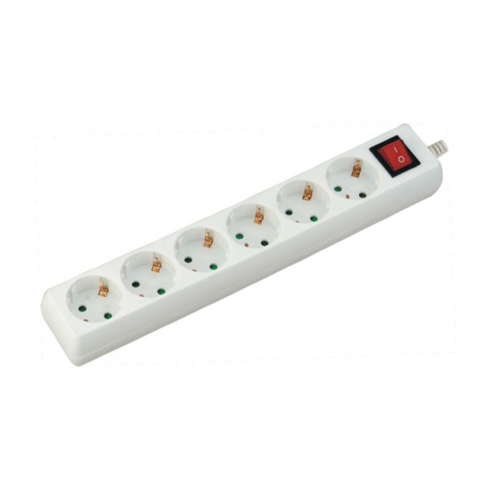 Prelungitor V-TAC 6 prize cu intrerupator 3x1.5mmp, Lungime 1.5m