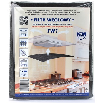 Filtru de carbon pentru hota de bucatarie 47X57 mm, K&M Filtru de carbon pentru hota de bucatarie 47X57 mm, K&M