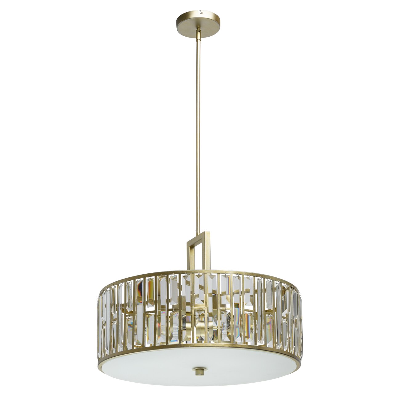 Pendul, MW-LIGHT, Monarch Crystal, 5 becuri, Suspendat, Metal, Alb/Auriu, 40W E27