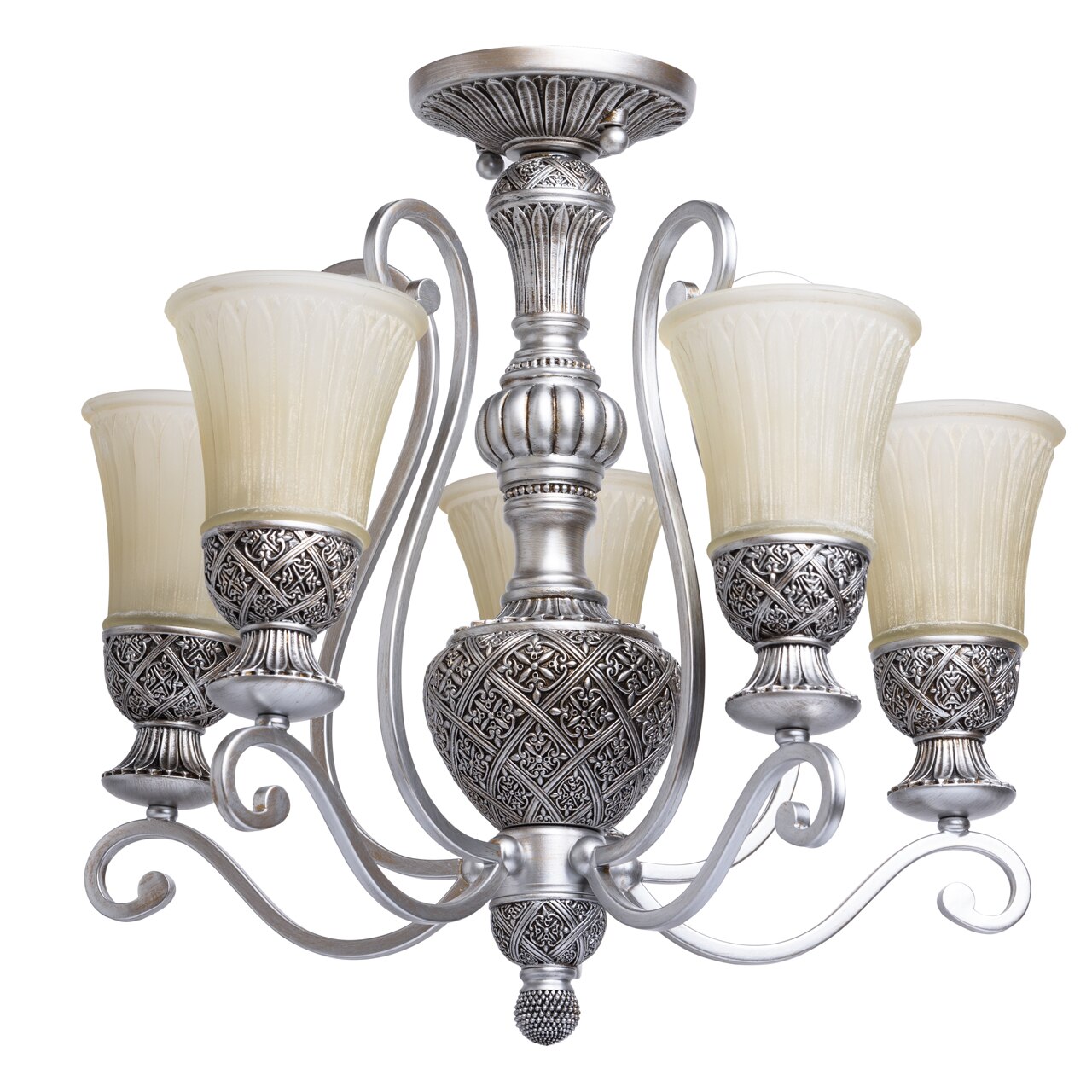Plafoniera, Chiaro, Bologna Country, 5 becuri, 60W, E27, Metal, Gri
