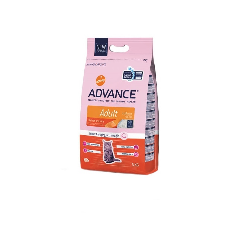 Hrana uscata pentru pisici Advance, adult, somon si orez, 10 kg