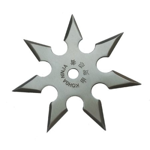 Stea Ninja, aruncat la tinta, samurai, silver, husa inclusa