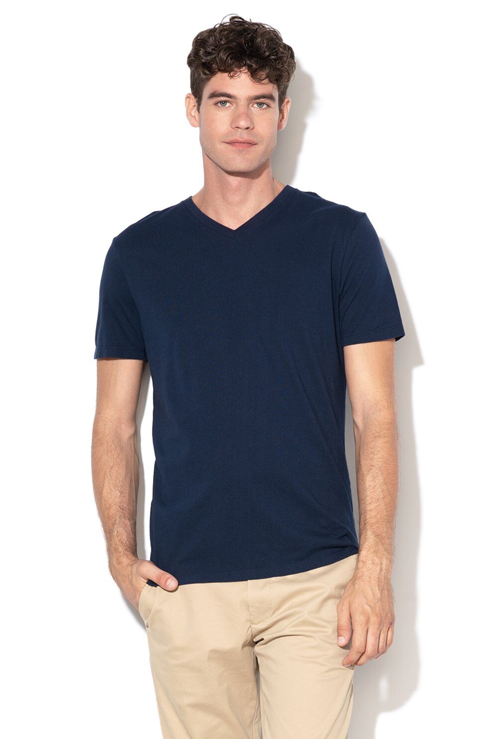 GAP, Tricou cu decolteu in V, Albastru marin