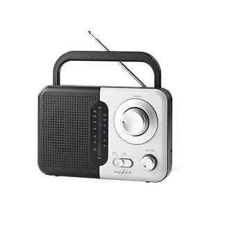 Radio portabil FM cu maner 2.4W negru/alb Nedis Radio portabil FM cu maner 2.4W negru/alb Nedis