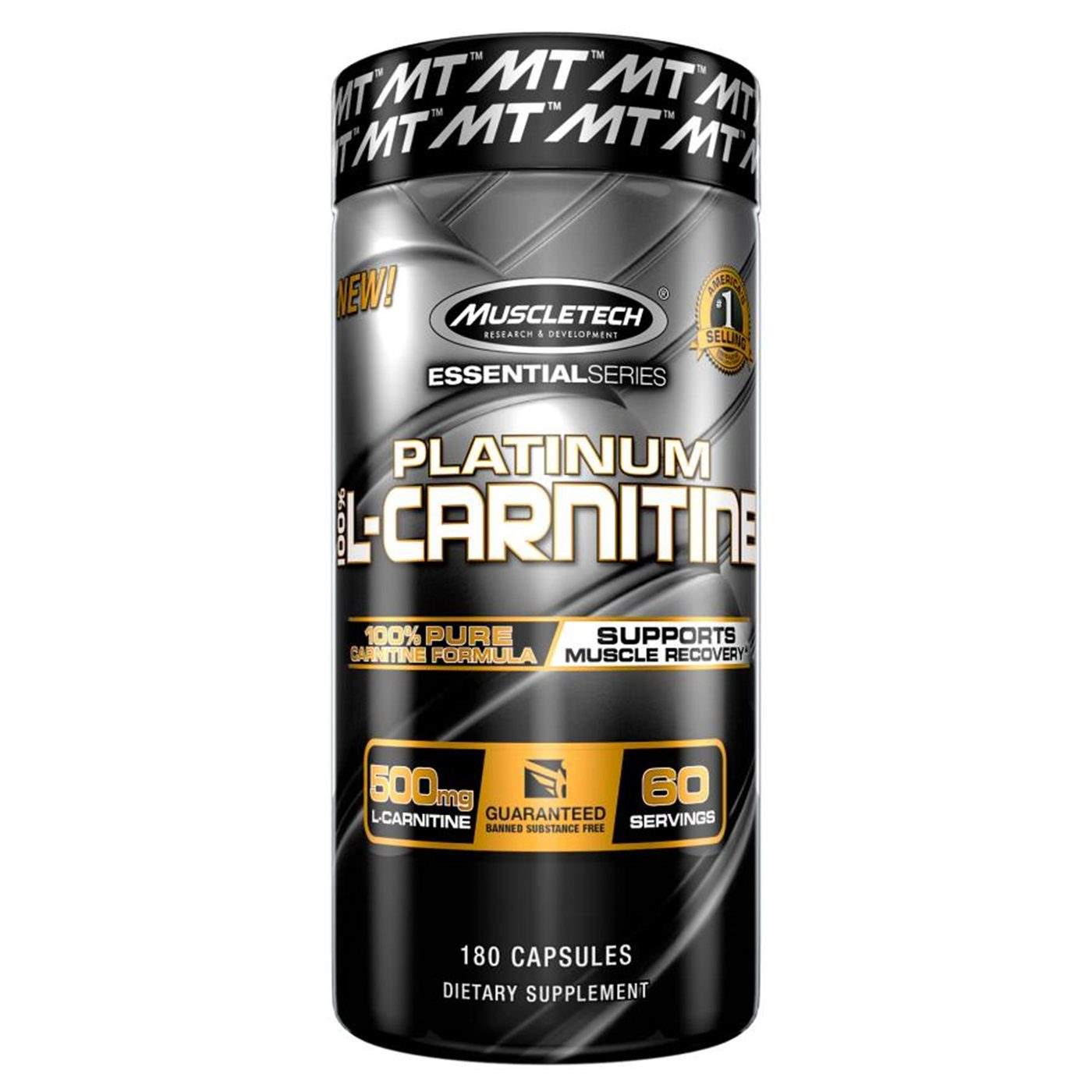 Carnitina Muscletech Platinum, 100% L-Carnitine, 180 capsule