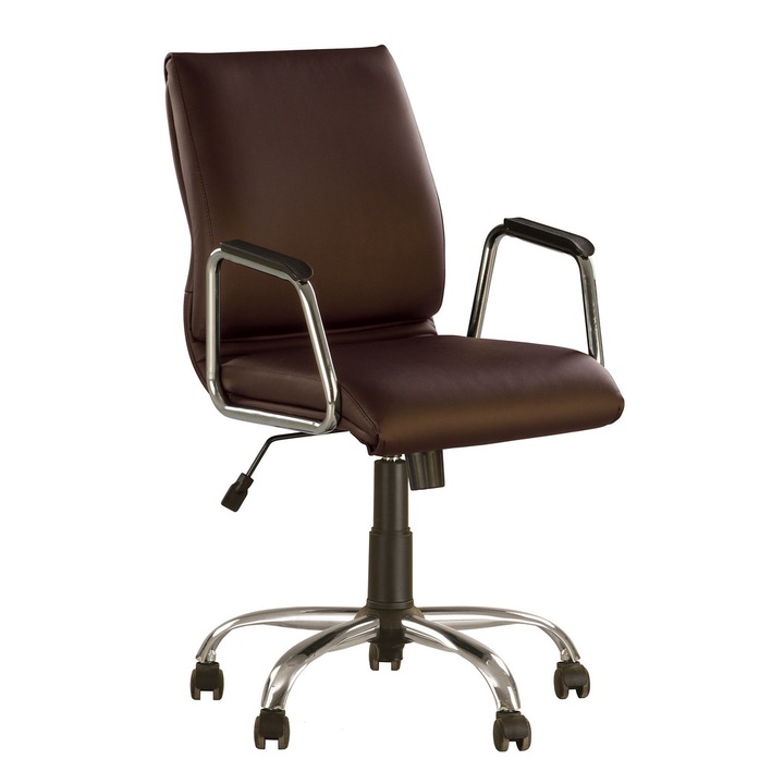 Офис стол BELLA, тъмно кафява екологична кожа