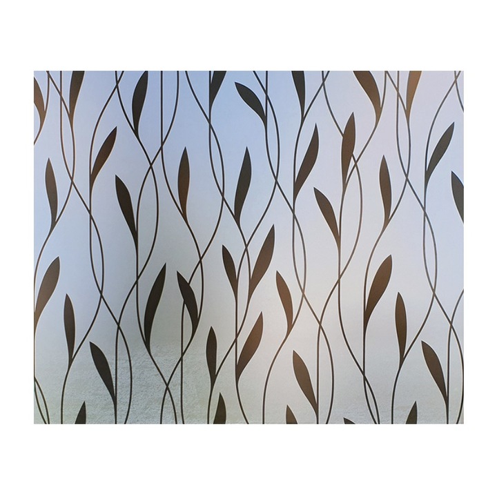 Folie pentru geam decorativa geometric frunze negre, 10 m x 1 m