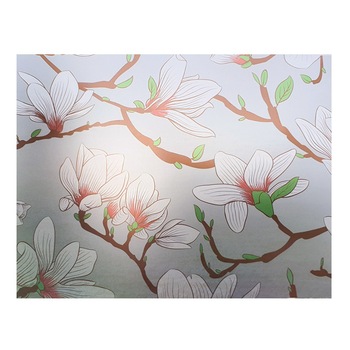 Folie pentru geam decorativa flori de magnolie, 8 m x 1 m Folie pentru geam decorativa flori de magnolie, 8 m x 1 m
