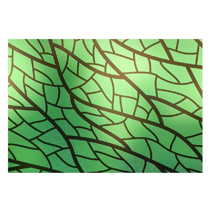 Folie pentru geam decorativa geometric verde si negru, 8 m x 1 m