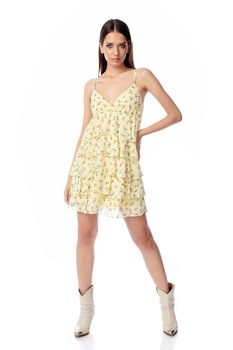 Rochie galbena Zaylee, CuAnna, cu volane, S-M Rochie galbena Zaylee, CuAnna, cu volane, S-M