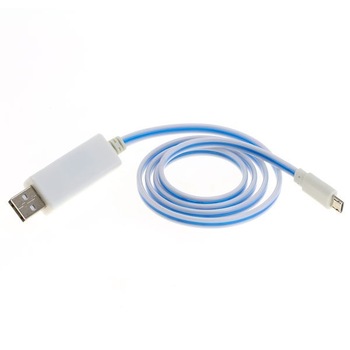 Cablu date CELLTEK Micro-USB, alb, lumina dinamica albastra Cablu date CELLTEK Micro-USB, alb, lumina dinamica albastra