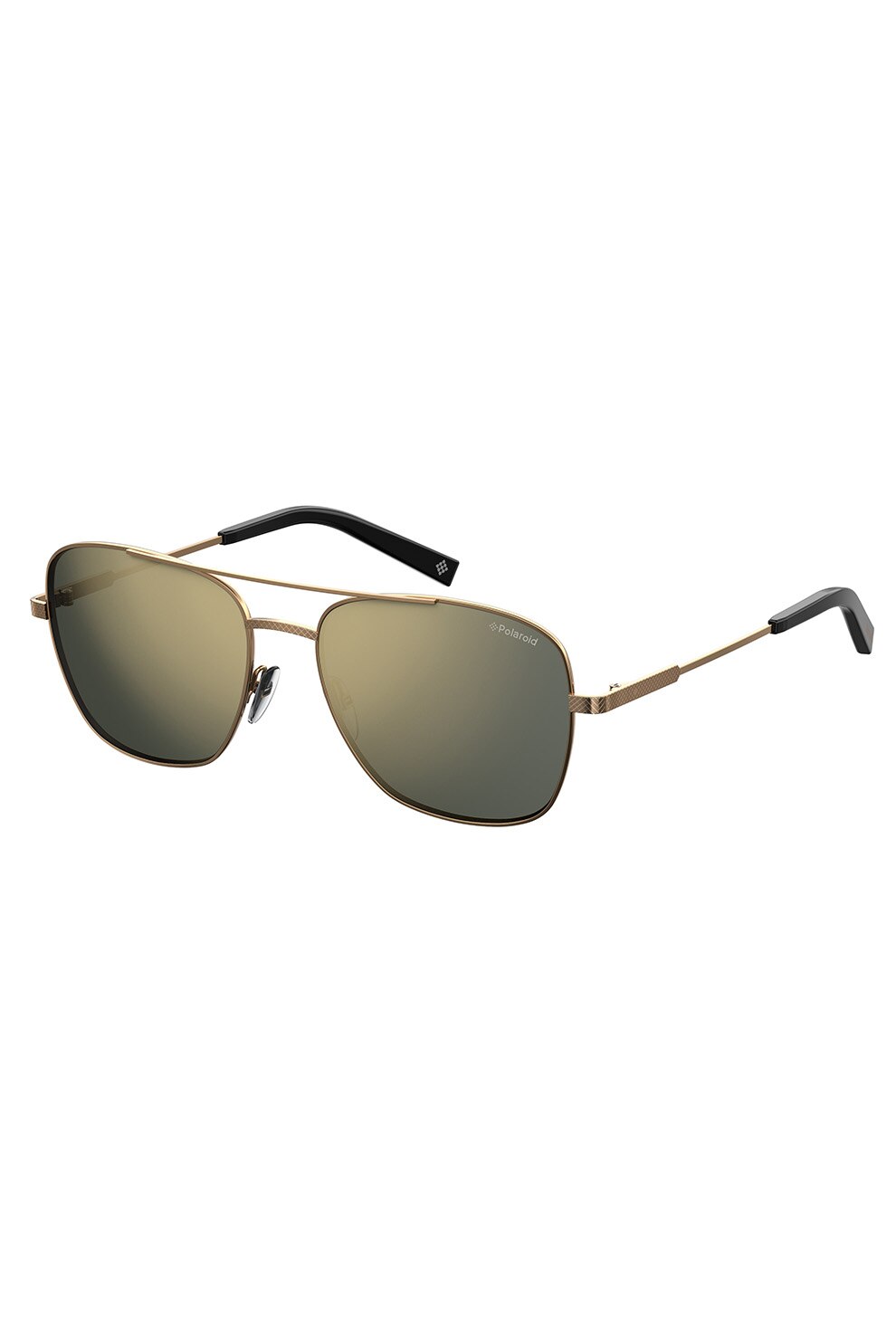 Polaroid, Ochelari de soare unisex cu lentile polarizate, in oglinda, Auriu, 58-17-145 Standard