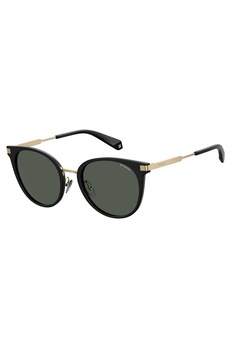 Polaroid, Ochelari de soare cat-eye cu lentile polarizate, Negru/Auriu, 54-22-145 Standard Polaroid, Ochelari de soare cat-eye cu lentile polarizate, Negru/Auriu, 54-22-145 Standard