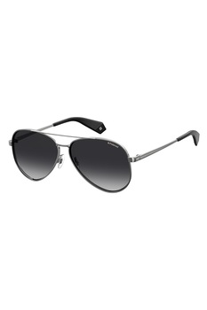Polaroid, Ochelari de soare aviator unisex, cu lentile polarizate in degrade, Argintiu, 61-12-140 Standard Polaroid, Ochelari de soare aviator unisex, cu lentile polarizate in degrade, Argintiu, 61-12-140 Standard
