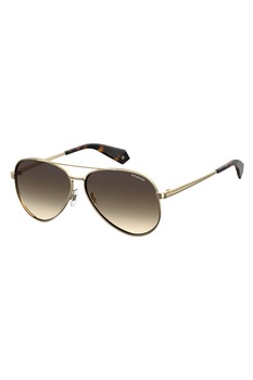 Polaroid, Ochelari de soare aviator unisex, cu lentile polarizate in degrade, Auriu, 61-12-140 Standard Polaroid, Ochelari de soare aviator unisex, cu lentile polarizate in degrade, Auriu, 61-12-140 Standard