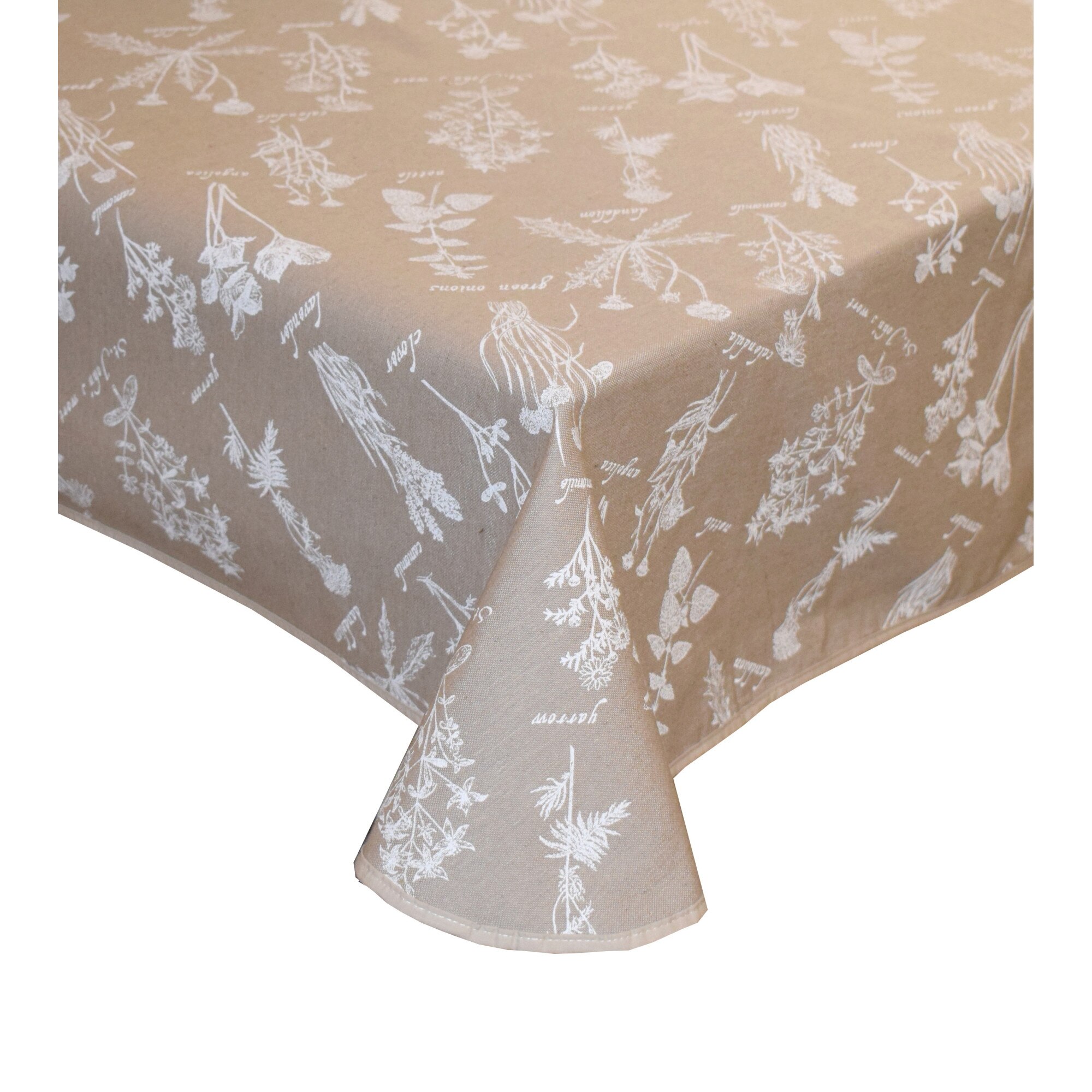 Fata de masa anti-pete Casa de bumbac, Calendula, diametru 140 cm, natur