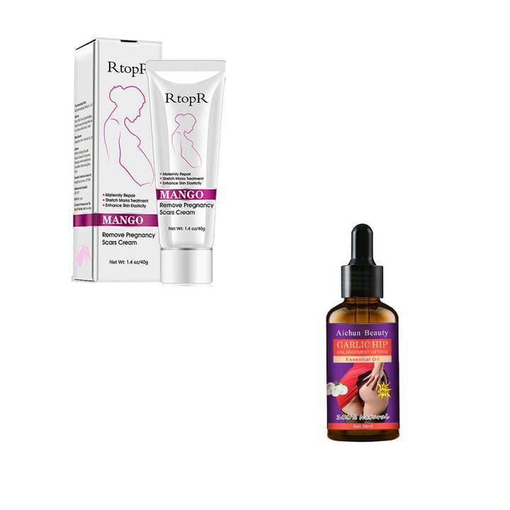 Promóciós csomag - Mango Stretch Mark Repair Cream, 40ml + Buttock Oil, Aichun Beauty, 30ml
