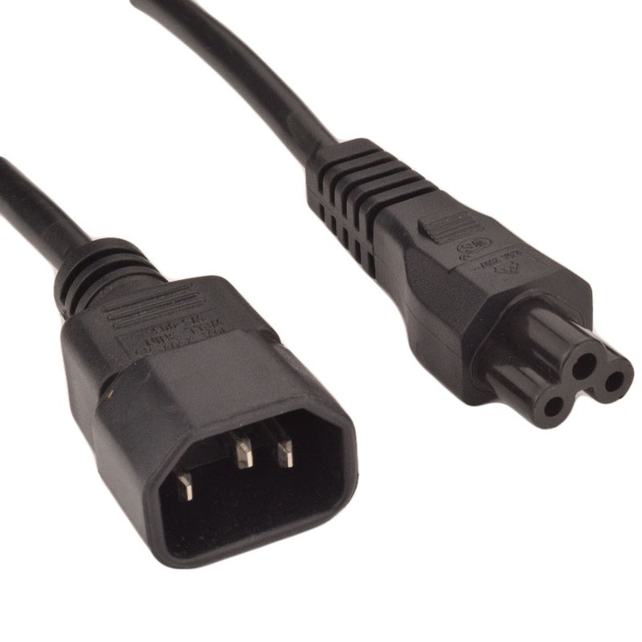 Cablu adaptor de la mufa IEC320-C14 tata la IEC320-C5 mama, 0.2m, negru