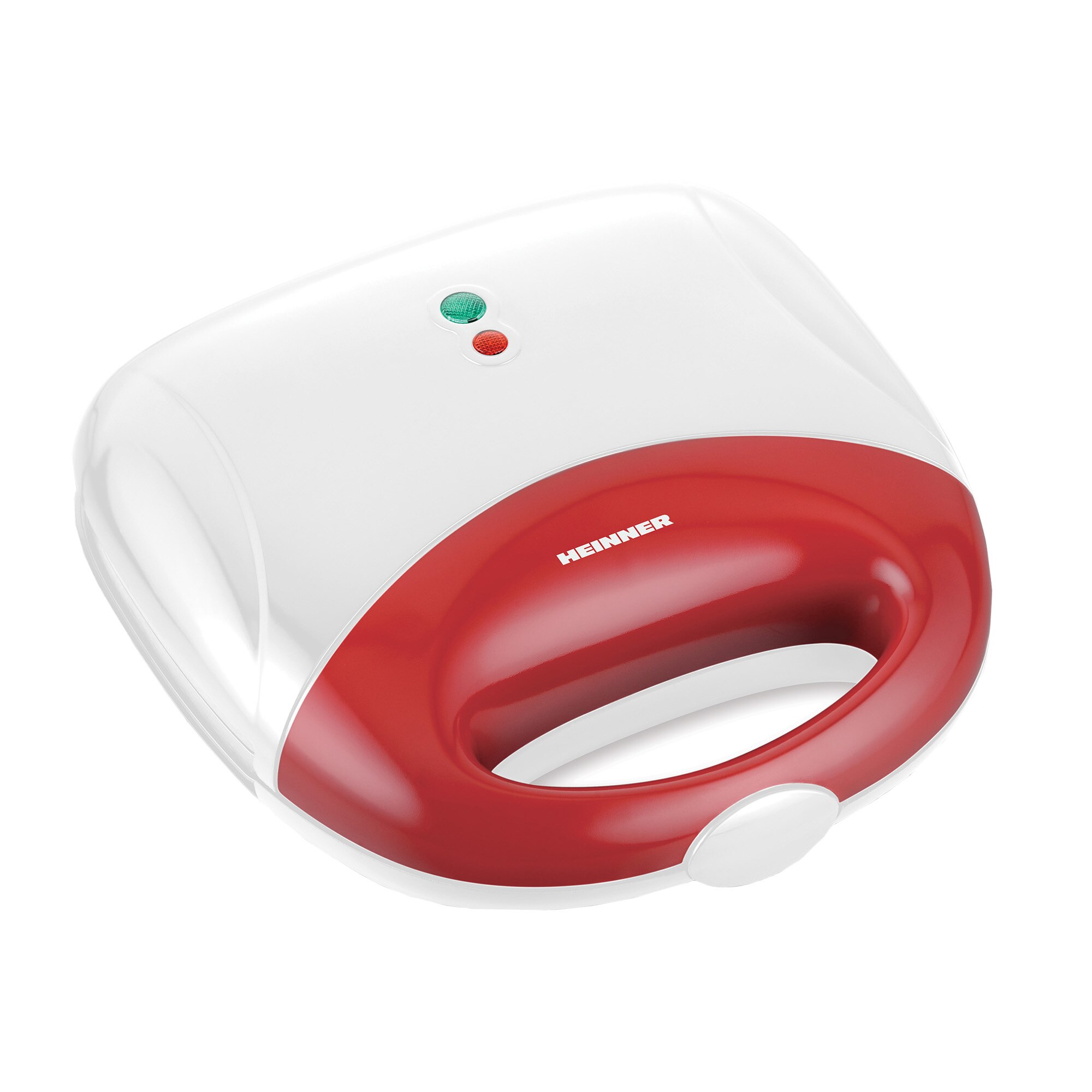 Sandwich maker Heinner SM-700WHR, 750 W, placi antiadezive fixe tip grill, 2 sandwich-uri, Alb/Rosu