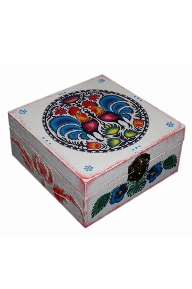 Cutie de bijuterii decorata si pictata manual prin tehnici mixte, Serena, Traditie