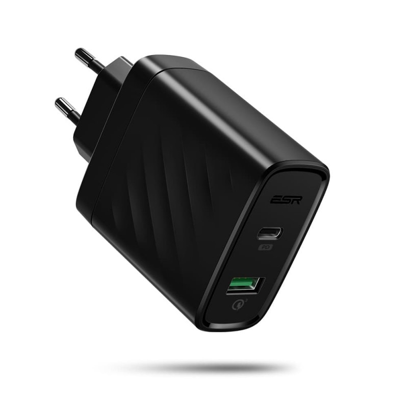 Incarcator de retea ESR Power Delivery (PD) Charger 36W, 1 port USB-C + 1 port USB-A, Black