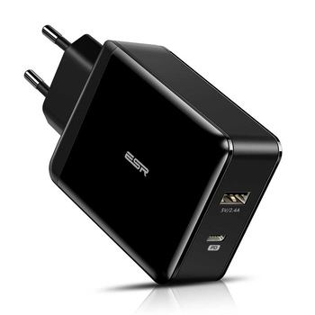 Incarcator de retea ESR Power Delivery (PD) Charger 30W, 1 port USB-C + 1 port USB-A, Black Incarcator de retea ESR Power Delivery (PD) Charger 30W, 1 port USB-C + 1 port USB-A, Black