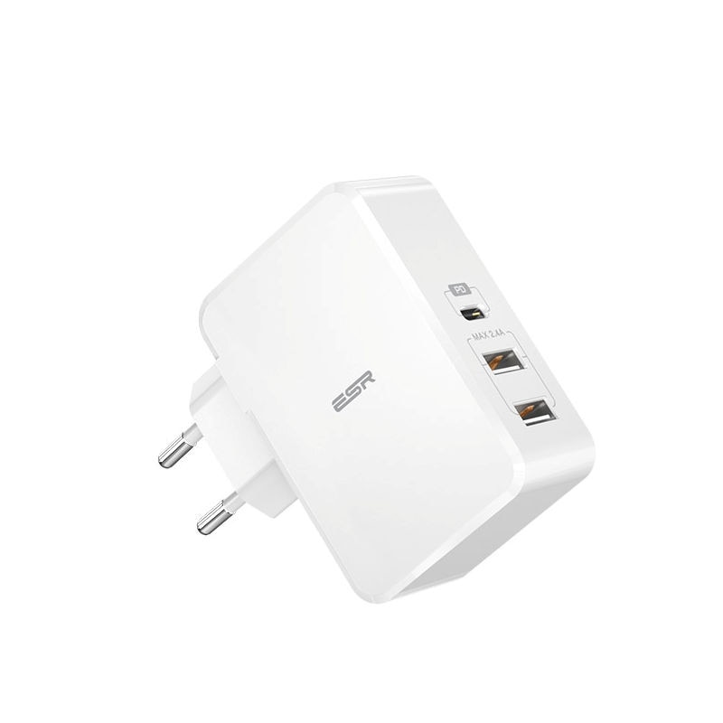 Incarcator de retea ESR Power Delivery (PD) Charger 41W, 1 port USB-C + 2 porturi USB-A, White