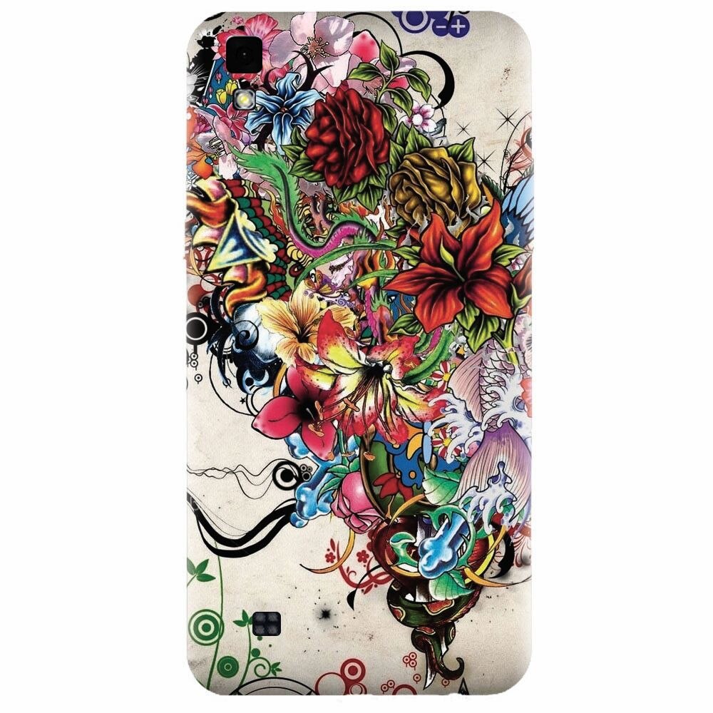 Husa silicon pentru Lg X Power, Abstract Flowers Tattoo Illustration