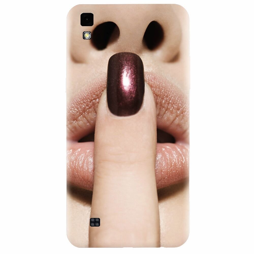 Husa silicon pentru Lg X Power, Finger Purple Nailpolish Girl Lips