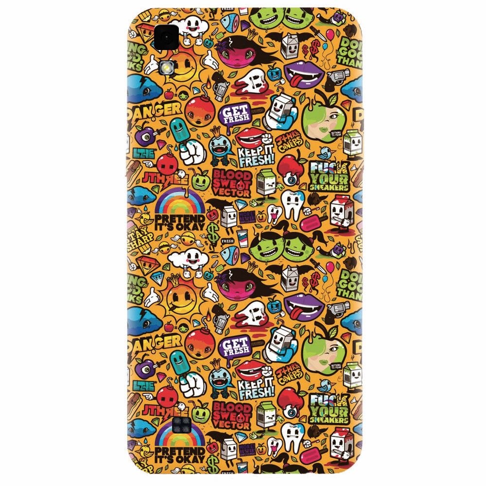 Husa silicon pentru Lg X Power, Colorful Sticker Illustrations