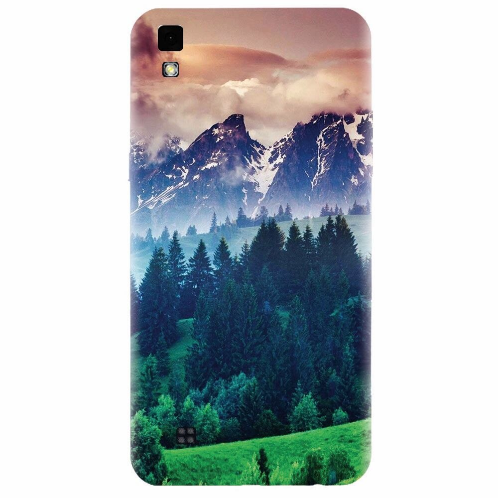 Husa silicon pentru Lg X Power, Forest Hills Snowy Mountains And Sunset Clouds