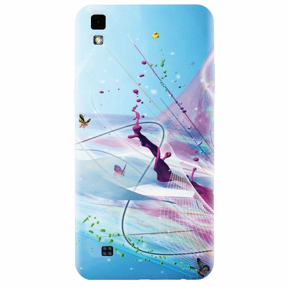 Husa silicon pentru Lg X Power, Artistic Paint Splash Purple Butterflies