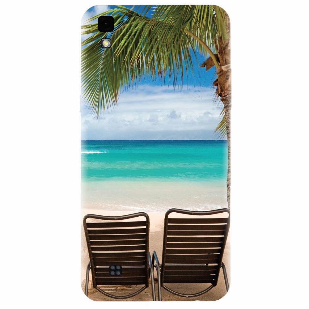 Husa silicon pentru Lg X Power, Beach Chairs Palm Tree Seaside